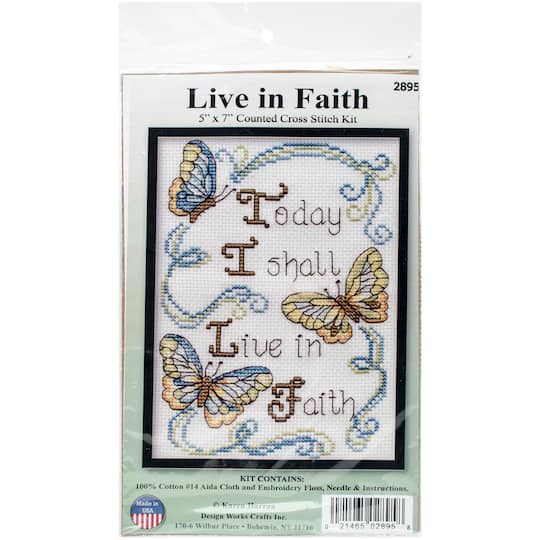Design Works&#x2122; Live in Faith Mini Counted Cross Stitch Kit